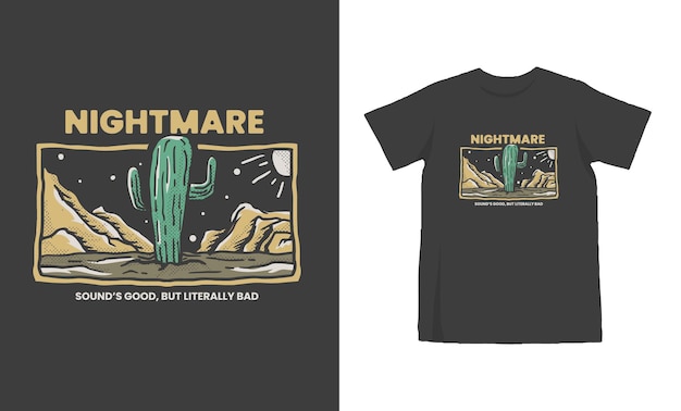 Vektor kaktus im wild-west-t-shirt-design