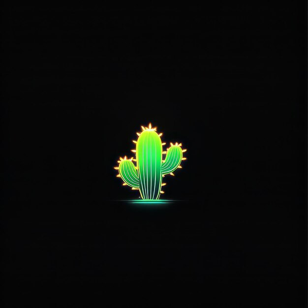 Vektor kaktus mit neonleucht auf dem hintergrund kaktus med neonleuchter auf dem hinterground kaktus in neon