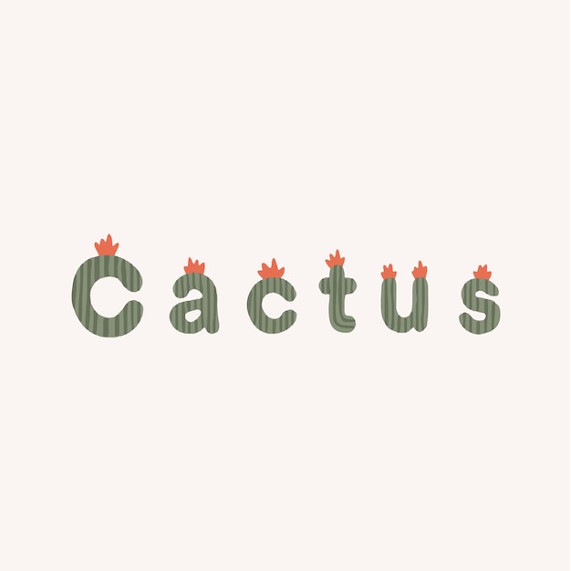 Kaktus-Typografie-Schriftzug exotische Pflanze für Social Media-Post-Vektor-Illustration