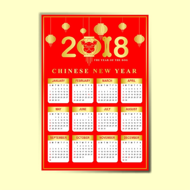 Kalender 2018 des chinesischen neuen jahres