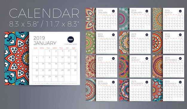 Kalender 2019 mit mandalas