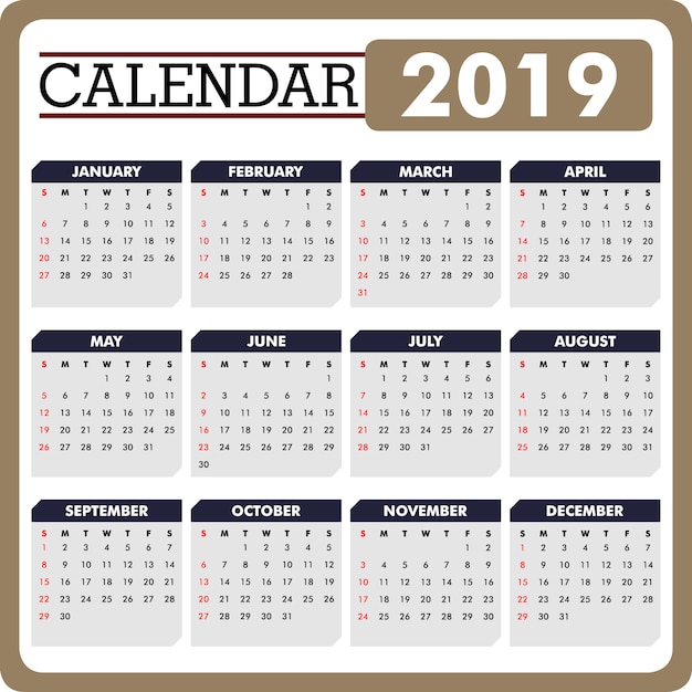 Vektor kalender 2019