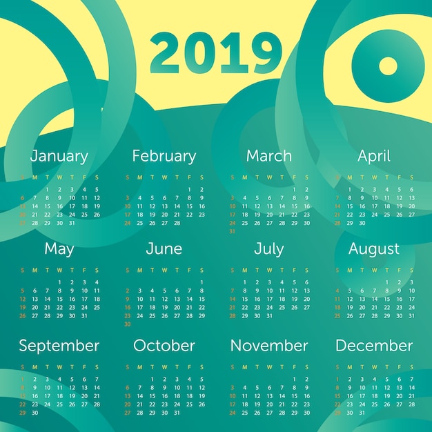 Vektor kalender 2019