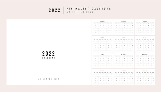 Kalender 2022 Trendy Minimalist Style Set mit 12 Seiten Tischkalender 2022 minimaler Kalenderdruck