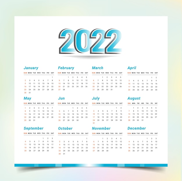 Vektor kalender 2022