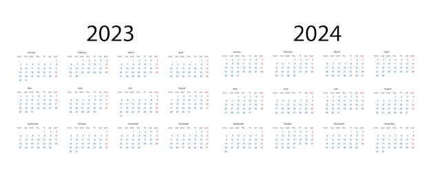 Kalender 2023, kalender 2024 wochenstart montag corporate design planer vorlage. vektor