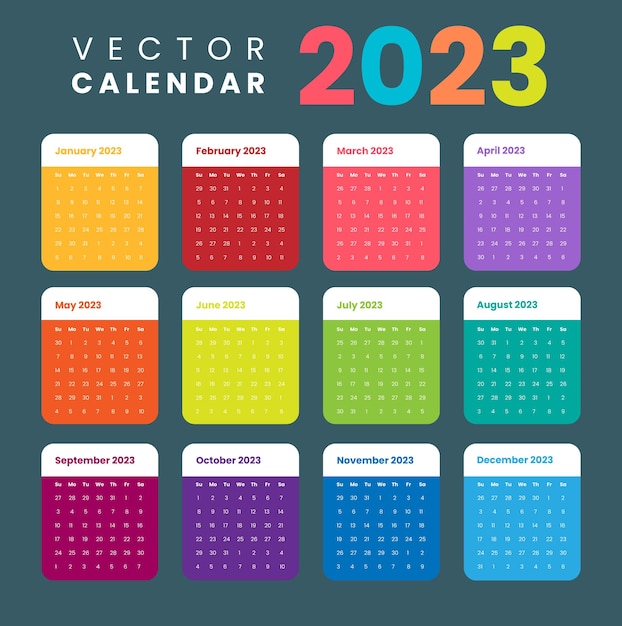 Kalender 2023 vektor template design. neujahrskalender 2023. einfaches und modernes design