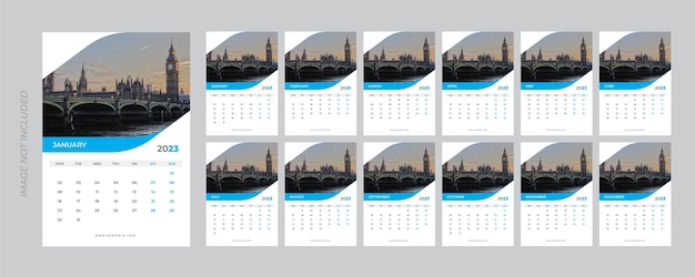 Kalender 2023 wochenstart montag corporate design template vektor