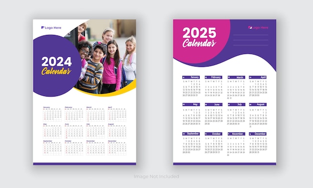 Vektor kalender 2024 2025 206 2027 2028 2029 2030 2031 symple layout illustration set