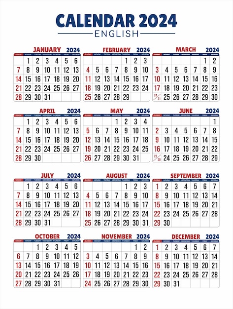 Kalender 2024 alle monate