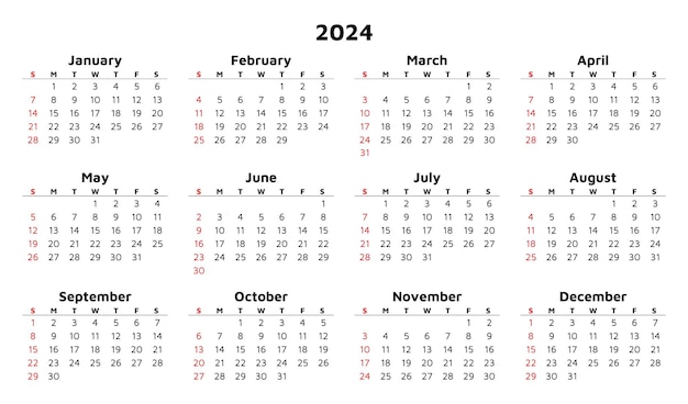 Kalender 2024 Moderne Vektorillustration Planen Sie Ihr Jahr mit Stil Horizontal