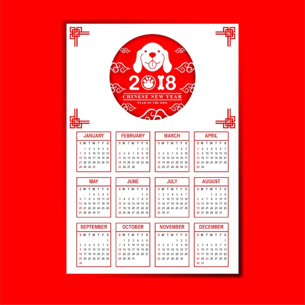 Vektor kalender des chinesischen neuen jahres