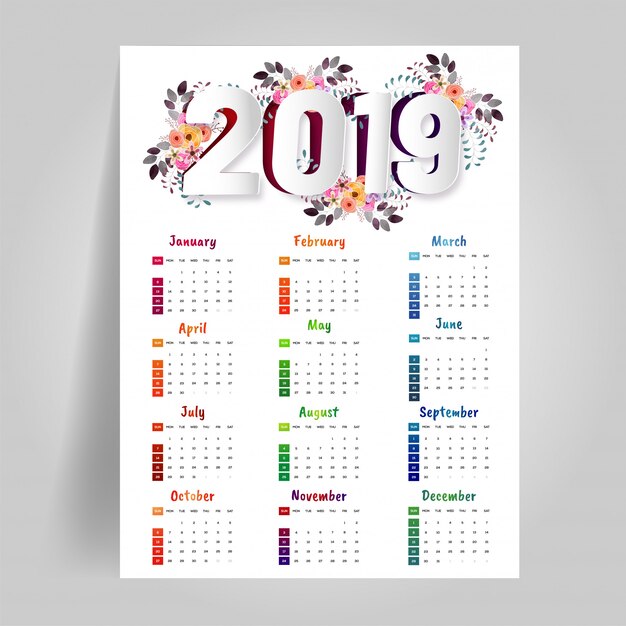 Kalender des jahres 2019.