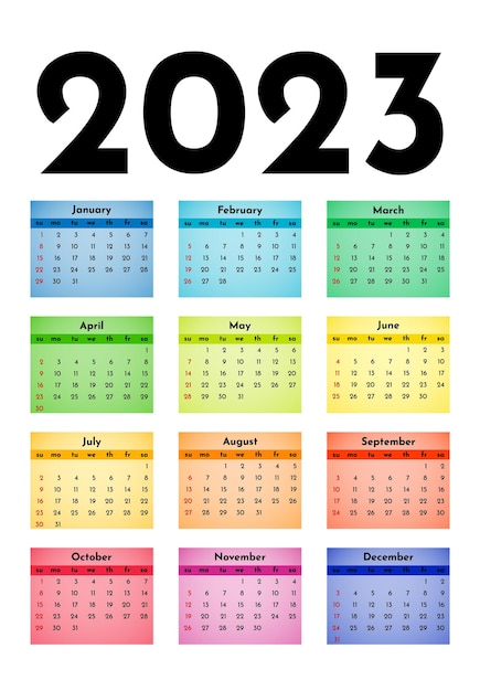 Vektor kalender für 2023 isoliert auf weißem hintergrund