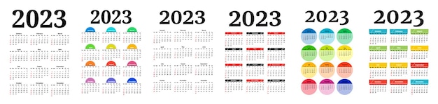 Vektor kalender für 2023 isoliert auf weißem hintergrund