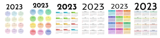 Vektor kalender für 2023 isoliert auf weißem hintergrund