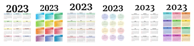 Vektor kalender für 2023 isoliert auf weißem hintergrund