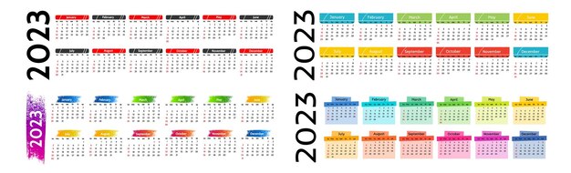 Vektor kalender für 2023 isoliert auf weißem hintergrund