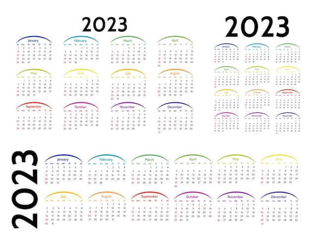 Kalender für 2023 isoliert auf weißem hintergrund