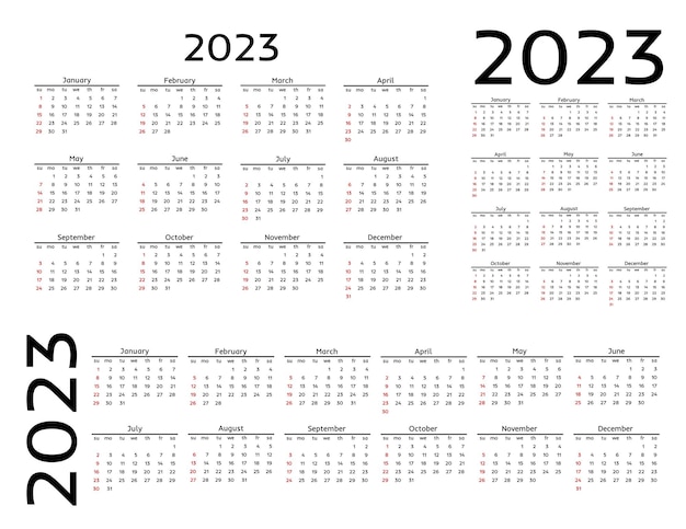 Kalender für 2023 isoliert auf weißem hintergrund