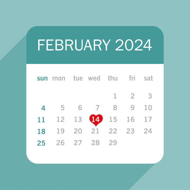 Vektor kalender happy valentine39s day herzkarte und postervektor