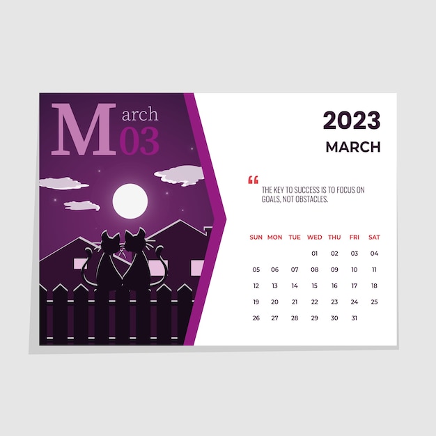 Kalender horizontal a4 für 2023 monat märz