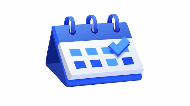 Kalender mit Häkchensymbol, isolierte 3D-Renderdarstellung
