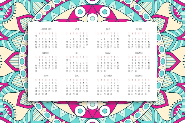 Kalender mit mandalasverzierung
