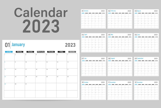 Kalenderplaner für 2023. vektorvorlage