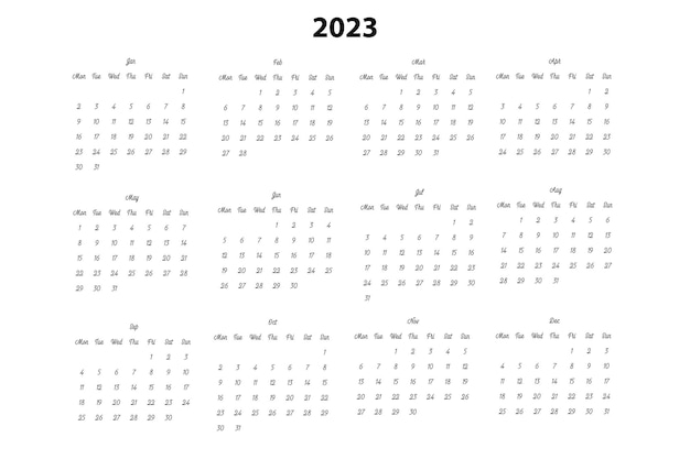 Kalendervorlage 2023