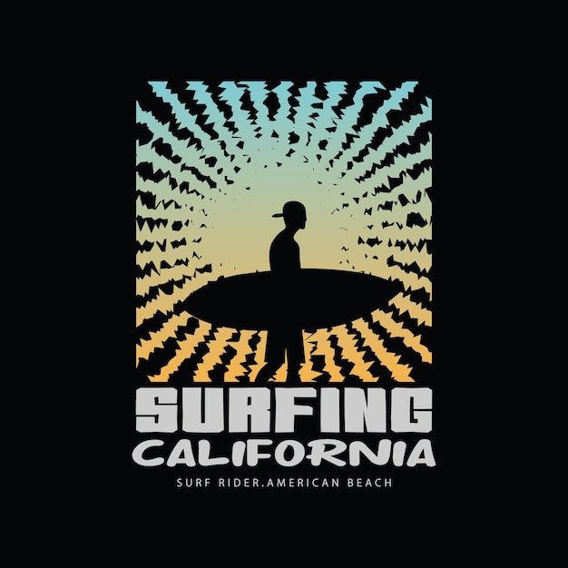 Kalifornien Surfen Vektor Illustration und Typografie perfekt für T-Shirts Hoodie Drucke usw.