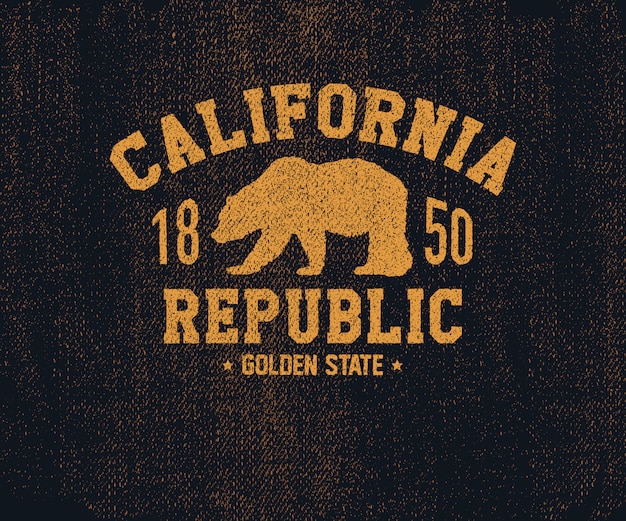Kalifornien-T-Shirt mit Grizzlybären.