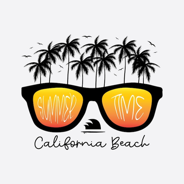 Kalifornische strandillustrationstypografie perfekt für t-shirt-design