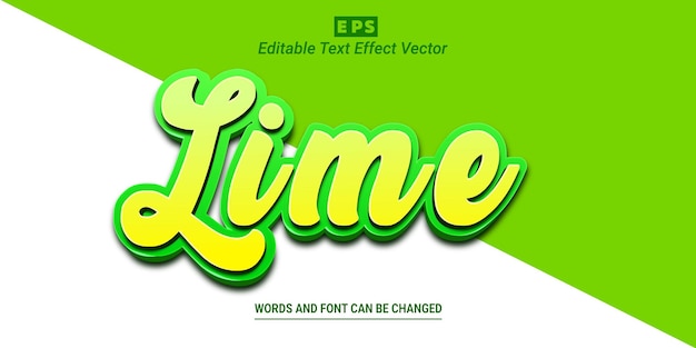 Kalk 3d bearbeitbarer Texteffektvektor mit Hintergrund