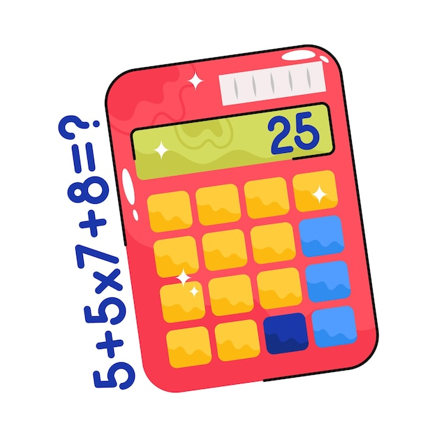 Kalkulator-doodle-vektor-gefüllte umriss-sticker-eps-10-datei