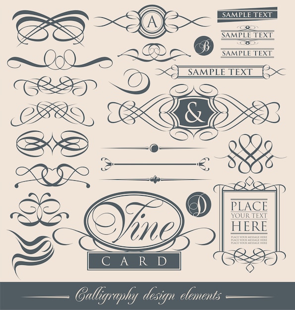 Vektor kalligrafische designelemente und seitendekorationen