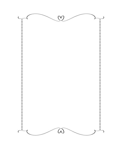 Kalligraphie rechteckiger Vektor-Zierrahmen mit dekorativem Herz-Valentinstag-Schmuck für die Dekoration