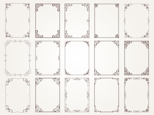 Kalligraphische Rahmen. Rahmen Ecken verzierte Rahmen für Zertifikat floral classic s Sammlung
