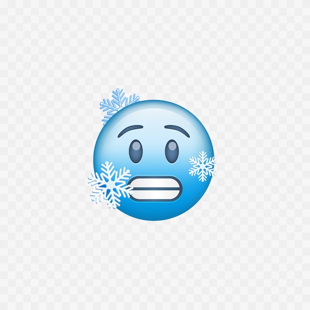 Vektor kaltes wetter gefrorener blauer emoji-isolierter vektor