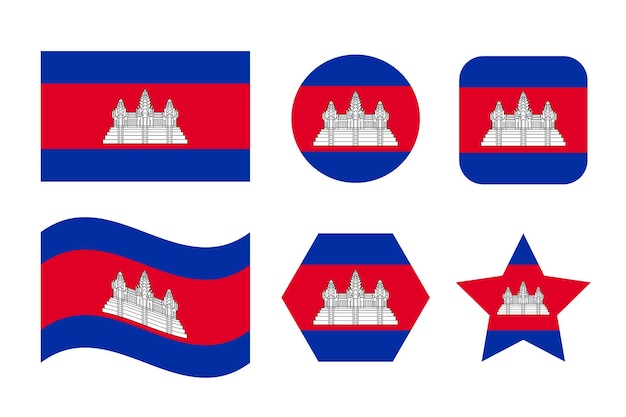 Kambodscha-Flagge einfache Illustration für Unabhängigkeitstag oder Wahlen. Einfaches Symbol für das Web