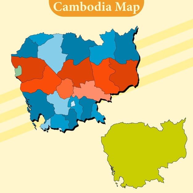 Vektor kambodscha karte vektor mit regionen und städten linien und vollständige jede region