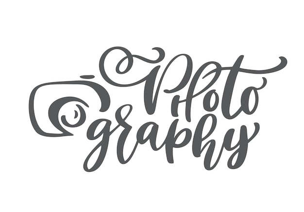 Kamera Fotografie Logo Symbol Vektor Vorlage kalligraphische Inschrift Fotografie Text isoliert