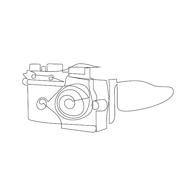 Kamera kontinuierlich eine Linie Zeichnung Umriss Vektor-Illustration