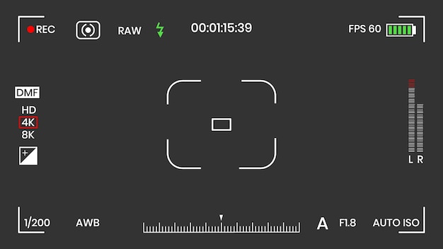 Vektor kamera-sucher-video- oder fotorahmen-recorder flache design-vektorillustration