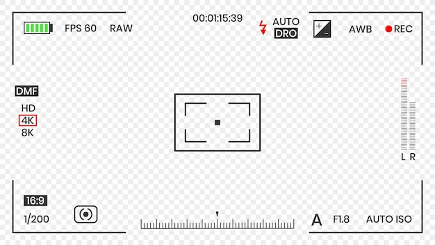 Kamera-sucher-video- oder fotorahmen-recorder, flache design-vektorillustration