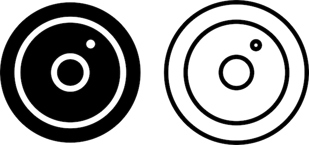 Kameraobjektiv-Symbol oder -Symbol in Glyph- und Linienstil, isoliert auf durchsichtigem Hintergrund
