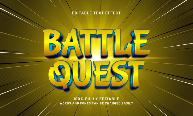 Kampf-Quest bearbeitbare Texteffekt mit einem Spiel-und-Spiel-Text-Stil