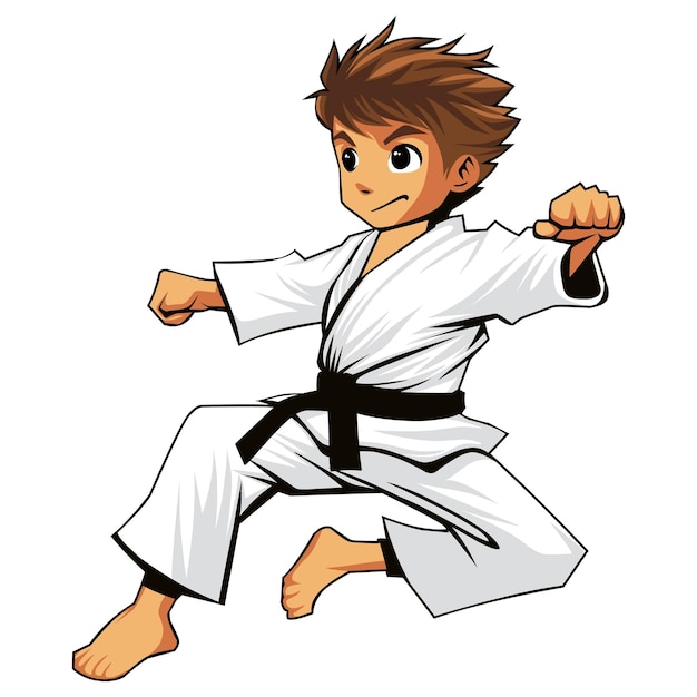 Vektor kampfkunst karate junior boy logo sprung erfolg maskottchen-design