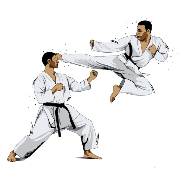 Kampftraining im karate karate ist eine kampfkunst, die aus japan stammt vektor-illustrator