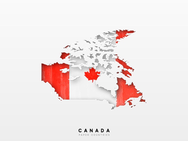 Vektor kanada detaillierte karte mit landesflagge. gemalt in aquarellfarben in der nationalflagge.